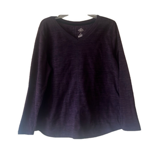st. john’s bay purple striped v neck fleece sweater